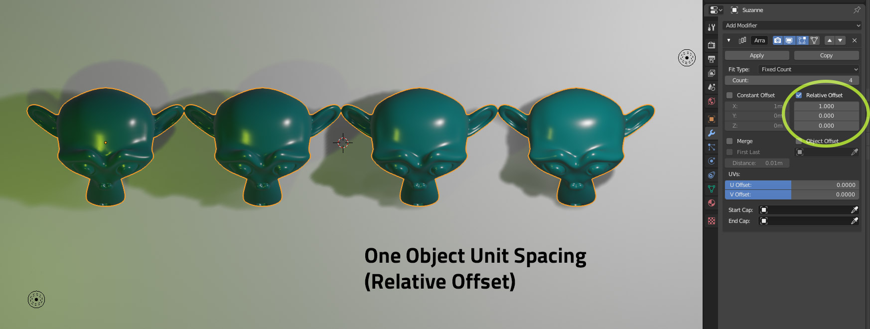 Blender 3D - Array modifier - Relative offset setting